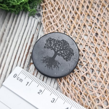 Пластина для техники круглая "Дерево жизни", шунгит