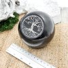 Скошенный шар с глубокой гравировкой Дерево жизни 10 см, шунгит