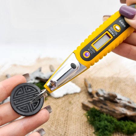 Пластина круглая "Символ долголетия", шунгит