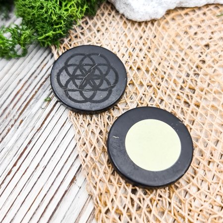 Пластина круглая "Семя жизни", шунгит