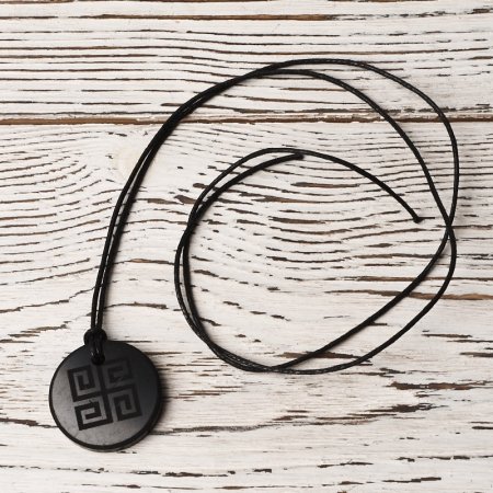 Кулон "Духовная Свастика", шунгит