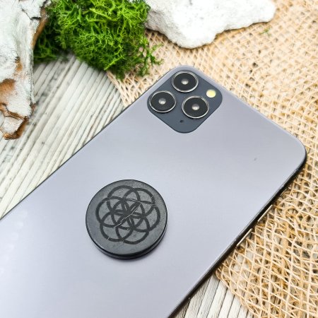 Пластина круглая "Семя жизни", шунгит