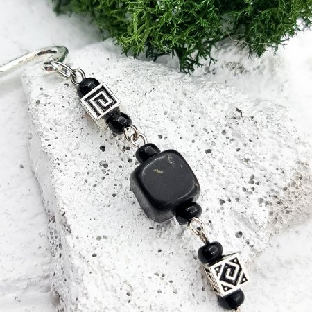 Металлическая закладка для книг "Античная" с бусинами, шунгит