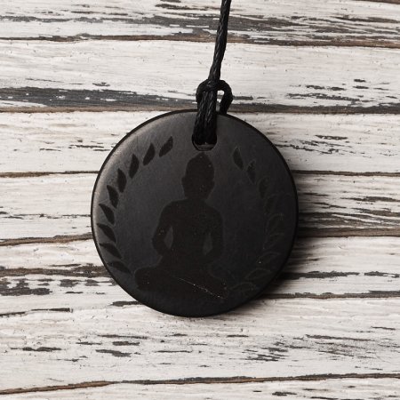 Кулон "Будда в лотосе", шунгит