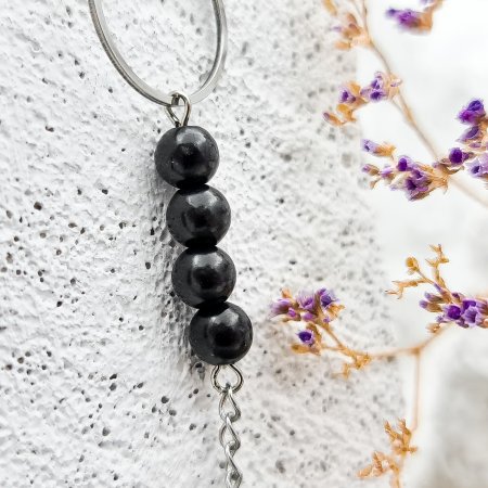 Серьги с цепочкой 6 мм, шунгит