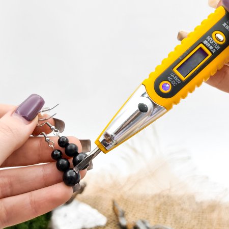 Серьги Три бусины, шунгит