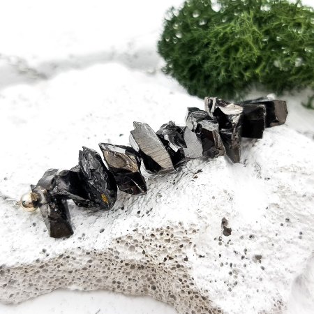 Цепочка-колье с подвеской из элитного шунгита, шунгит