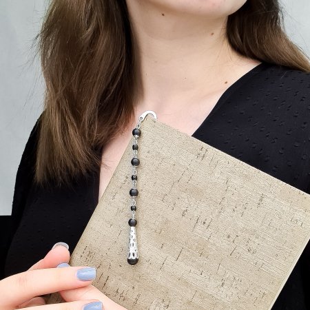 Металлическая закладка для книг с подвеской "Византия", шунгит