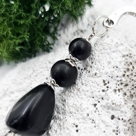 Металлическая закладка для книги с подвеской "Этник", шунгит