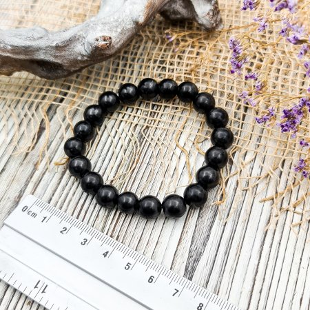 Браслет на резинке с бусиной 10 мм, шунгит Браслет на резинке с бусиной 10 мм, шунгит