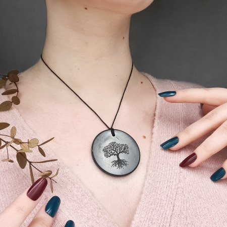 Кулон "Дерево жизни" 5 см, шунгит