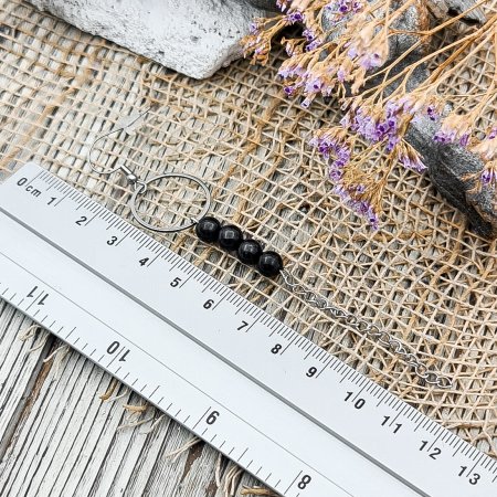 Серьги с цепочкой 6 мм, шунгит