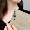 Металлическая закладка для книги с подвеской "Этник", шунгит