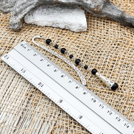 Металлическая закладка для книг с подвеской "Византия", шунгит