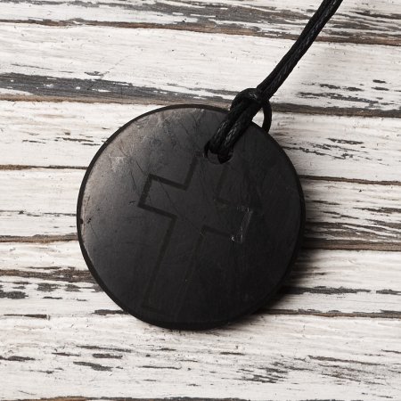 Кулон "Крест", шунгит