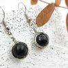 Серьги  с бусиной 10 мм, шунгит