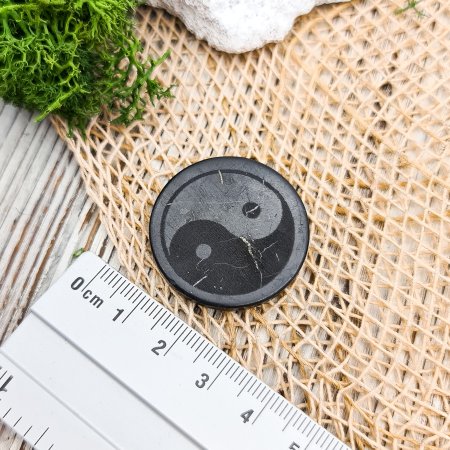 Пластина для техники круглая "Инь-Ян", шунгит