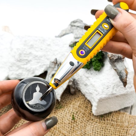 Скошенный шар с глубокой гравировкой Будда 5 см, шунгит