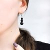 Серьги Три бусины, шунгит