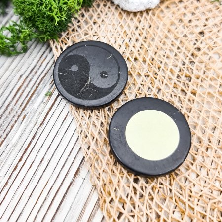 Пластина для техники круглая "Инь-Ян", шунгит