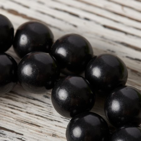 Бусина  полированная шарик 12 мм, шунгит