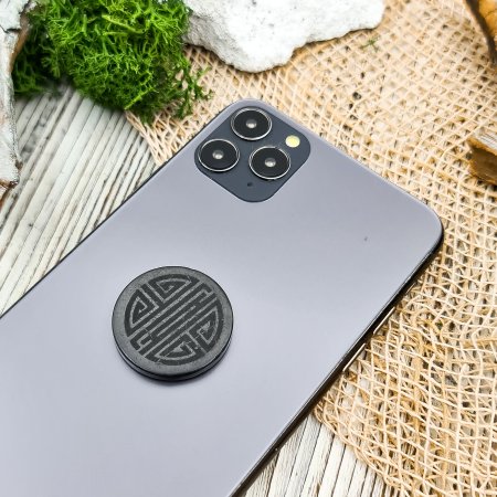 Пластина круглая "Символ долголетия", шунгит