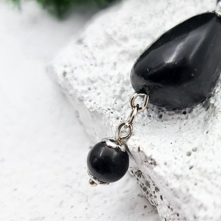 Металлическая закладка для книги с подвеской "Этник", шунгит