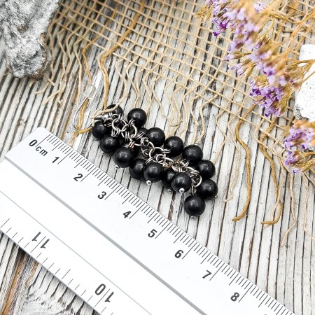 Серьги Гроздья 6 мм, шунгит