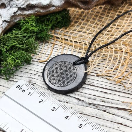 Кулон "Цветок  жизни" 3 см, шунгит