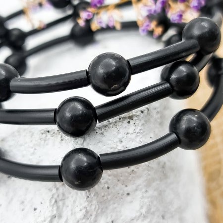 Браслет мемори классика 8 мм, шунгит