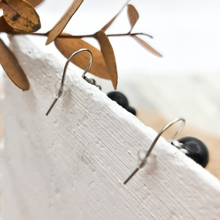 Серьги с подвеской "треугольник", шунгит